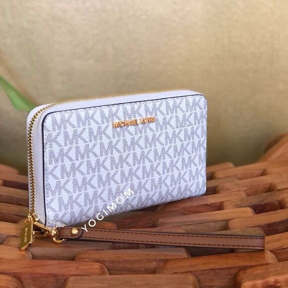 MICHAEL KORS Multifuntional cell phone wristlet wallet pocket book Vanilla Large - Picture 6 of 13